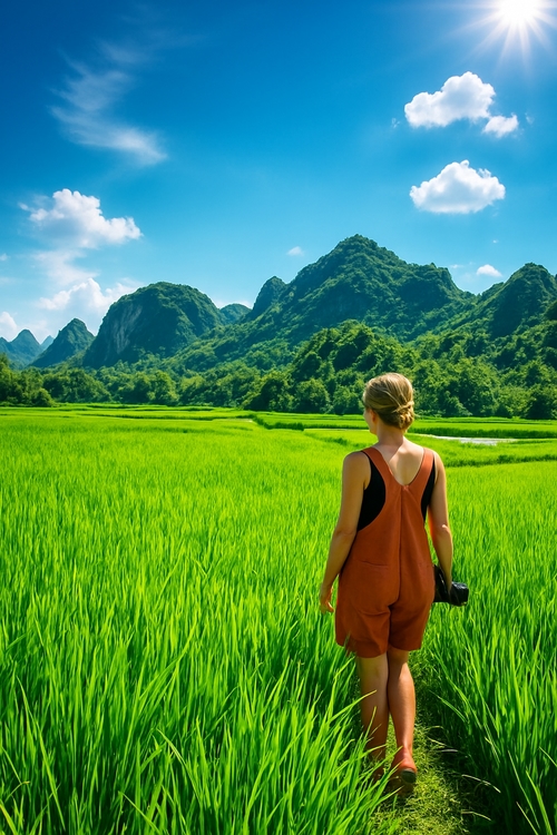 girl in rice field